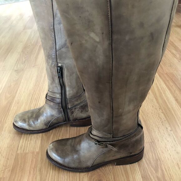 BED STU Brown Tan Leather Cobbler Series Handmade Tall Knee Boots Distressed - Picture 5 of 14